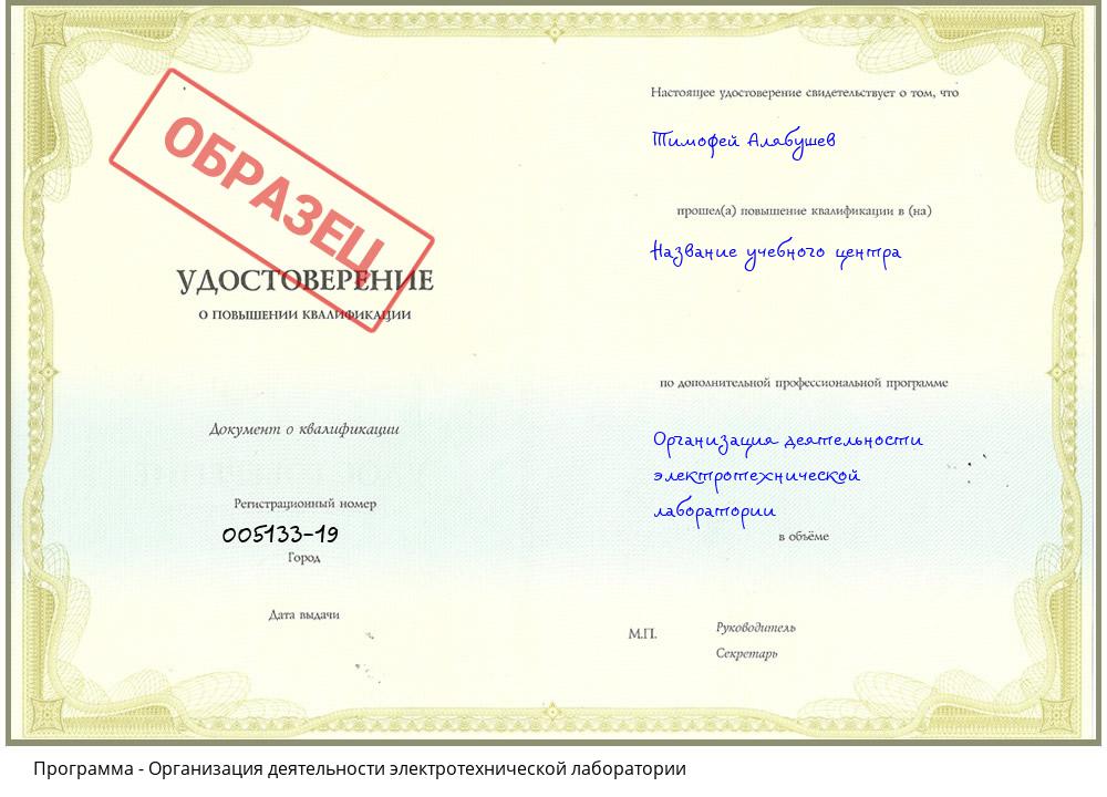 Организация деятельности электротехнической лаборатории Саяногорск