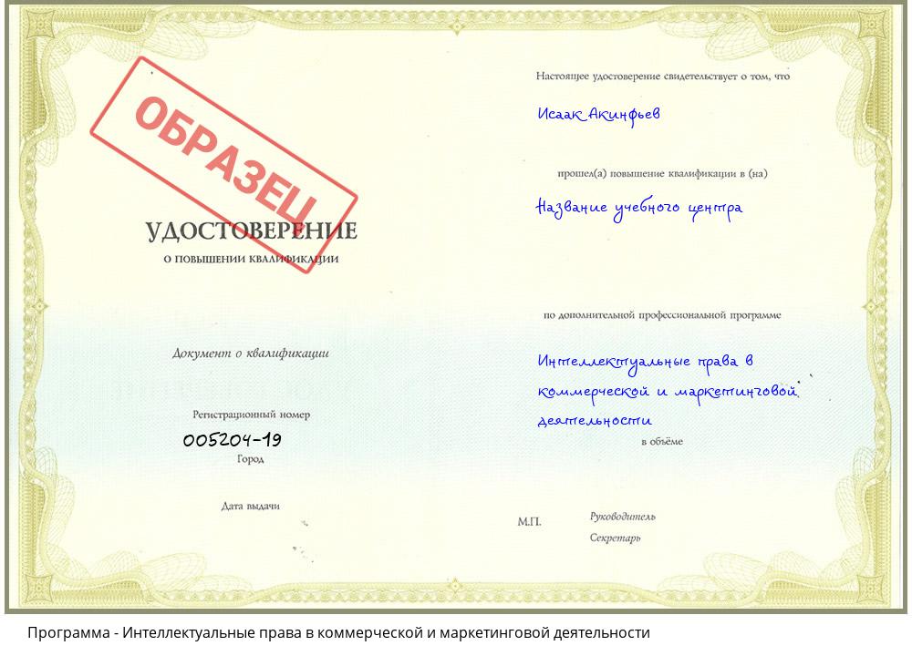 Интеллектуальные права в коммерческой и маркетинговой деятельности Саяногорск