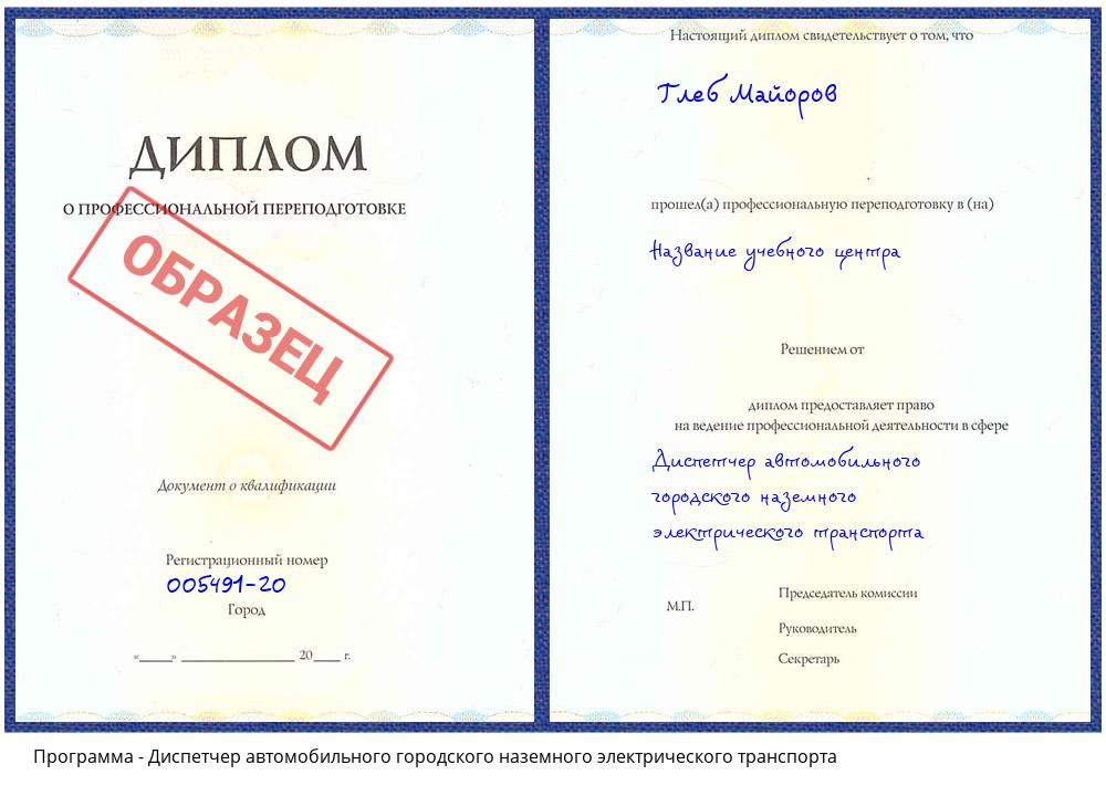 Диспетчер автомобильного городского наземного электрического транспорта Саяногорск