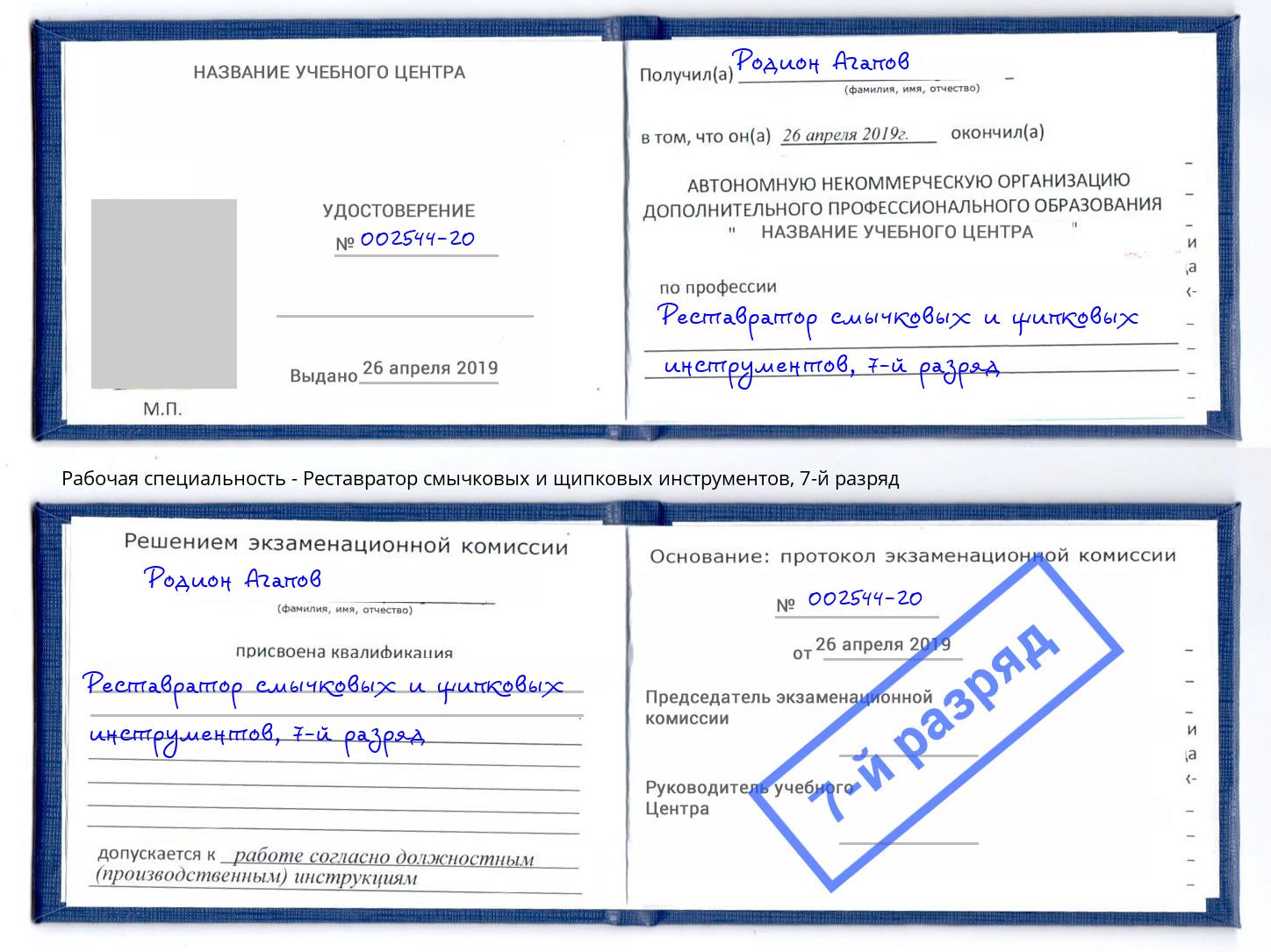 корочка 7-й разряд Реставратор смычковых и щипковых инструментов Саяногорск